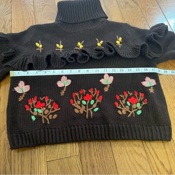 Zara Ruffle Floral Embroidered Sweater - Picture 10 of 11